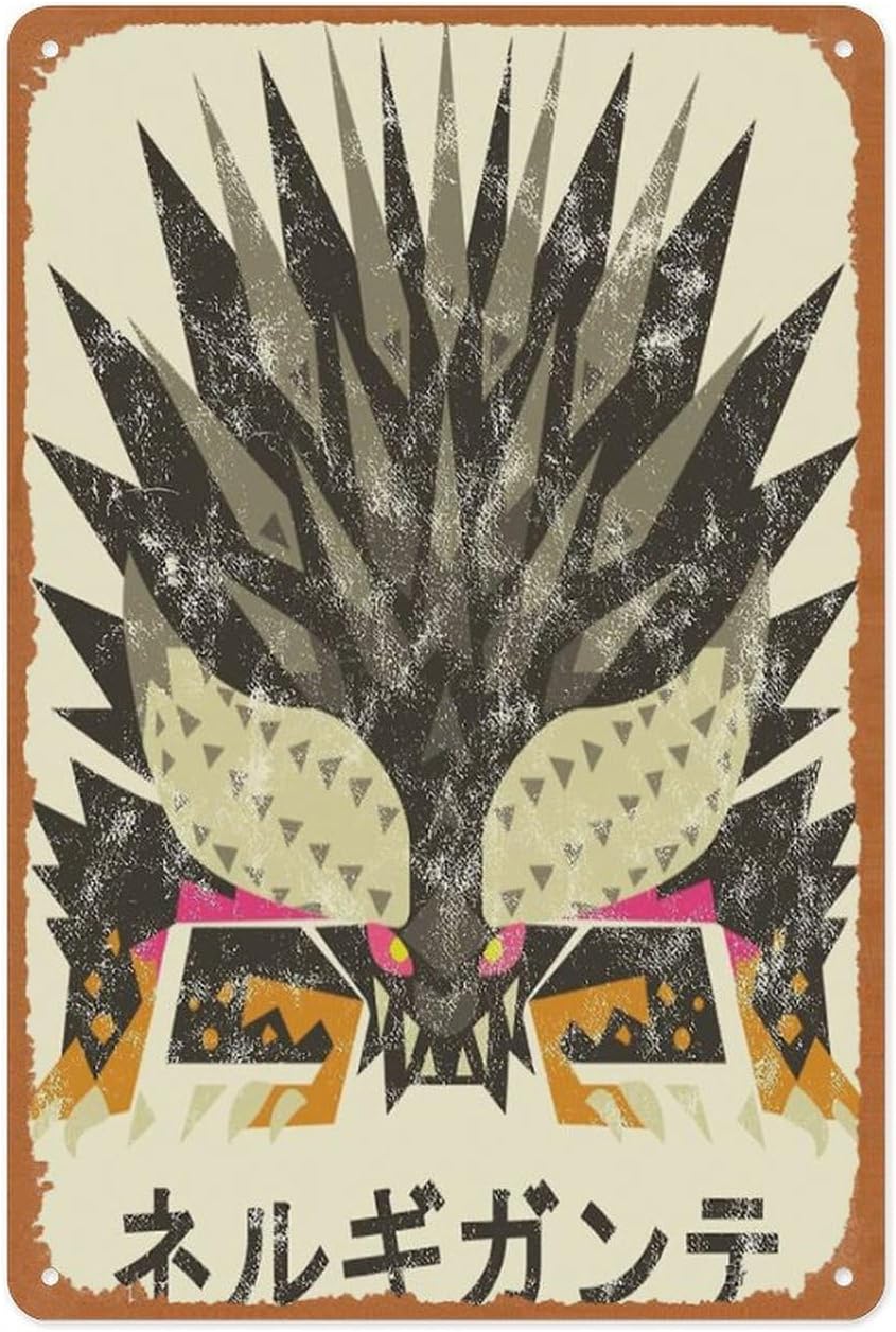 Gaming Console Video - Y1, Retro-Spiel-Metallschild – Hunter World Nergigante