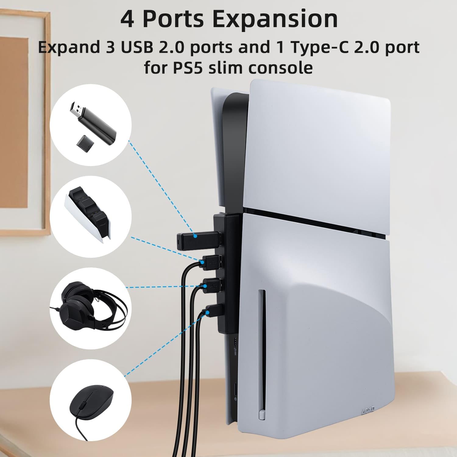 4 Ports USB-Hub für ps5 Slim D – Gaming Console Sony Bewertung und Preis
